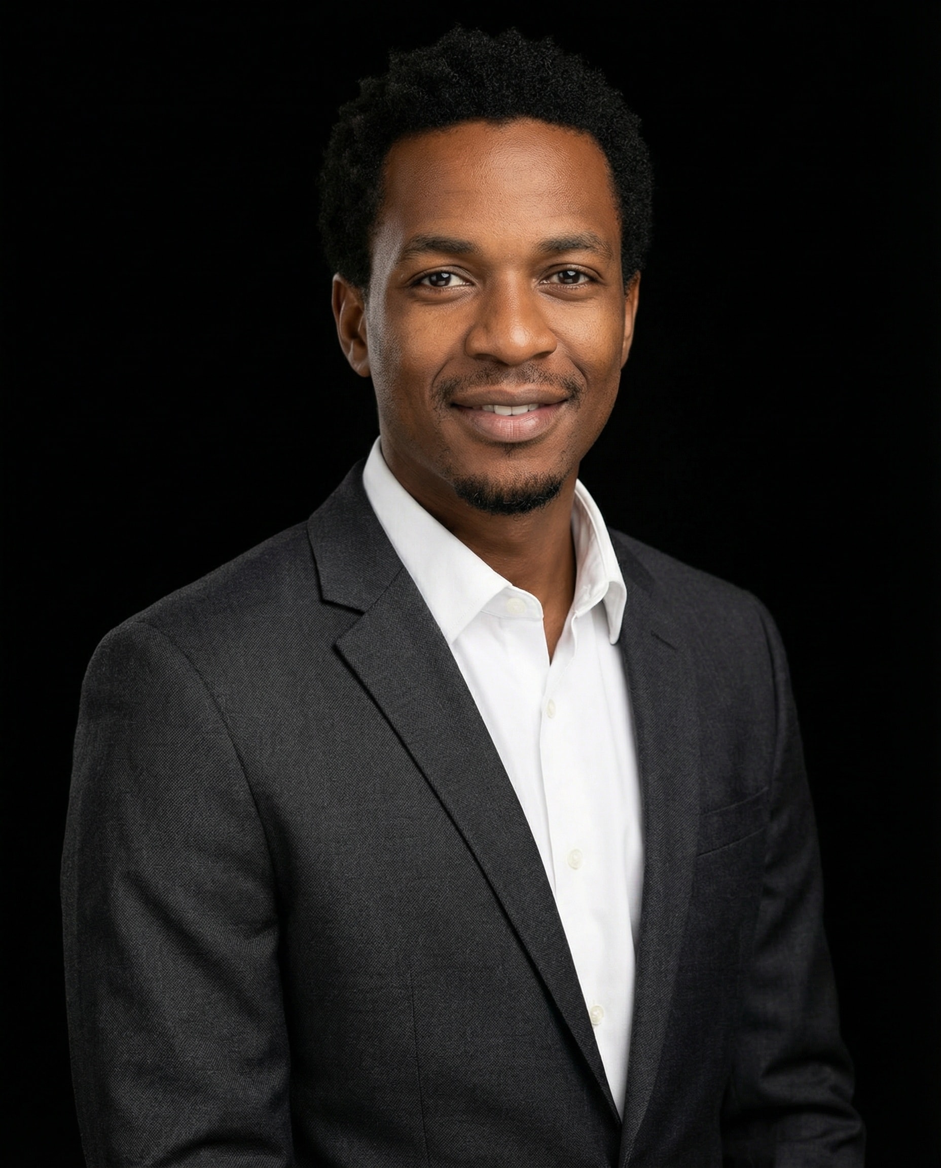 Black studio portrait